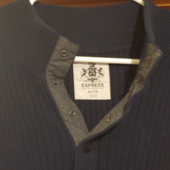 Express Sweater Ribbed Navy Blue Mens XL - Picture 2 of 2